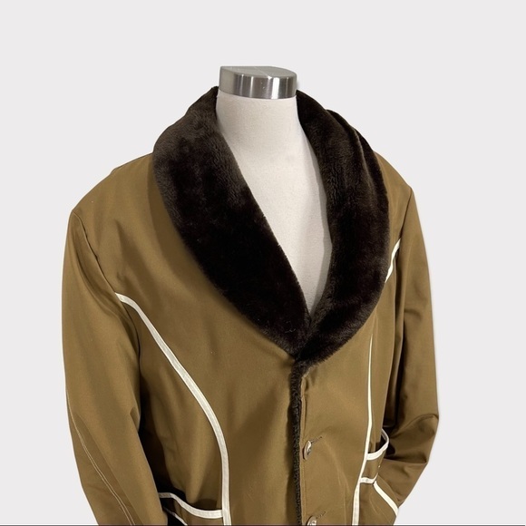 GRAIS Sportwear Vintage 70’s Brown Faux Fur Lined Western Rancher Coat 46L - Picture 2 of 13